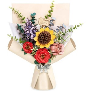 ROBOTIME Flower Bouquet 3D Wooden Puzzle DIY Model Building Kits Toys, Multicolored, 10.2"*5.1"*17.3" - 1 of 4