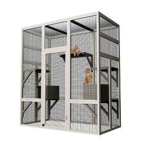 70” Catio Outdoor Cat Enclosure, Large Wood Cats House, Catio Window Cat Enclosure, Jumping Platform & 2 Napping Resting Box - 1 of 4