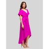 24seven Comfort Apparel Womens V Neck Belted Faux Wrap High Low Dress - 2 of 4