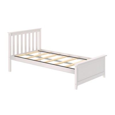 Max & Lily White Twin Wood Platform Bed with Slatted Headboard