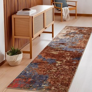 Modern Area Rugs Abstract Print Accent Carpet with Non-Slip Backing - 1 of 4