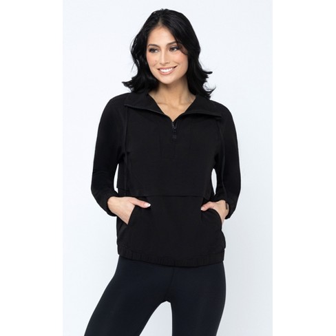 90 Degree By Reflex Womens Miniseersucker The Mountaintop Elite Jacket with  Front Envelope Pockets - Black - Medium