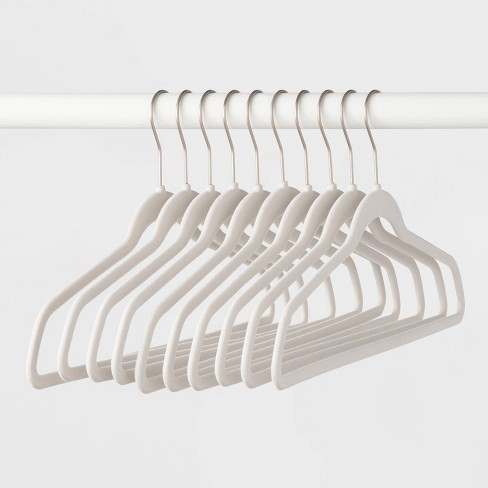10pk Flocked Hangers White - Brightroom™ : Target