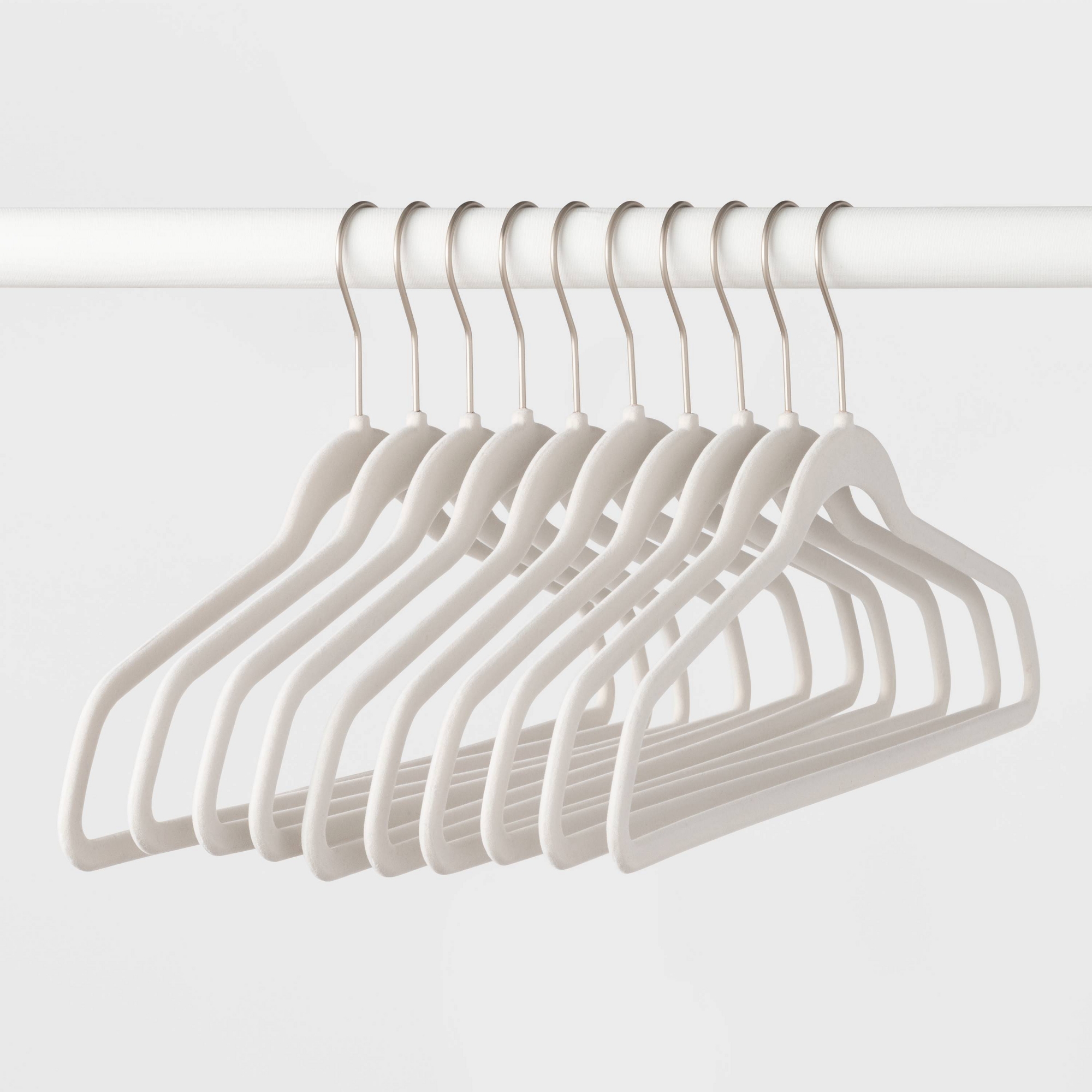 10ct Flocked Hangers - White - Brightroom™ x10