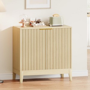 31.5 Inch Fluted Sideboard Buffet Cabinet with Doors and Adjustable Shelf, Modern Wooden Coffee Bar for Living Room Dining Room Kitchen Entryway - 1 of 4