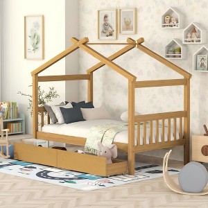 Polibi Twin House Bed with Storage Drawers - 1 of 4