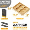 Bamboo Silverware Drawer Organizer with Labels (Natural, 9 Slots)-SpaceAid - 2 of 4