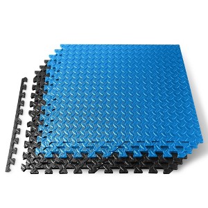 Squatz 6 - Pc Foam Interlocking Exercise Mat - Black & Blue - 1 of 4