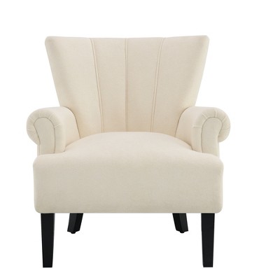 Christopher Knight Home Lindenii Polyester Wingback Accent Chair with Wood Legs