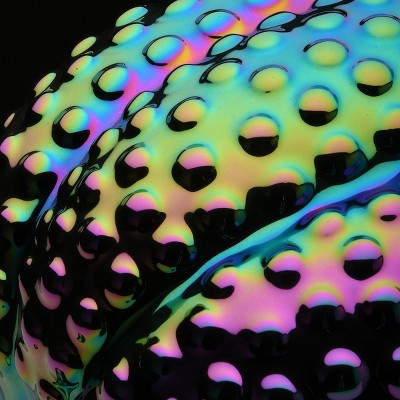 10.2" Iridescent Green and Purple Ceramic Pumpkin Decor