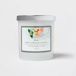 Lidded Milky Glass Jar Berry Lemonade Candle - Threshold™