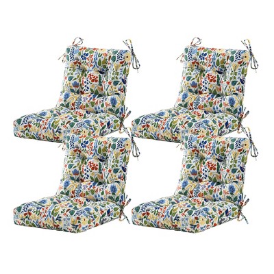 ARTPLAN Seat/Back Outdoor Chair Cushion,Set of 4 Patio Chair Cushion with Tie,Tufted Replacement for Patio Furniture,40x20x4 Inches,4 Count