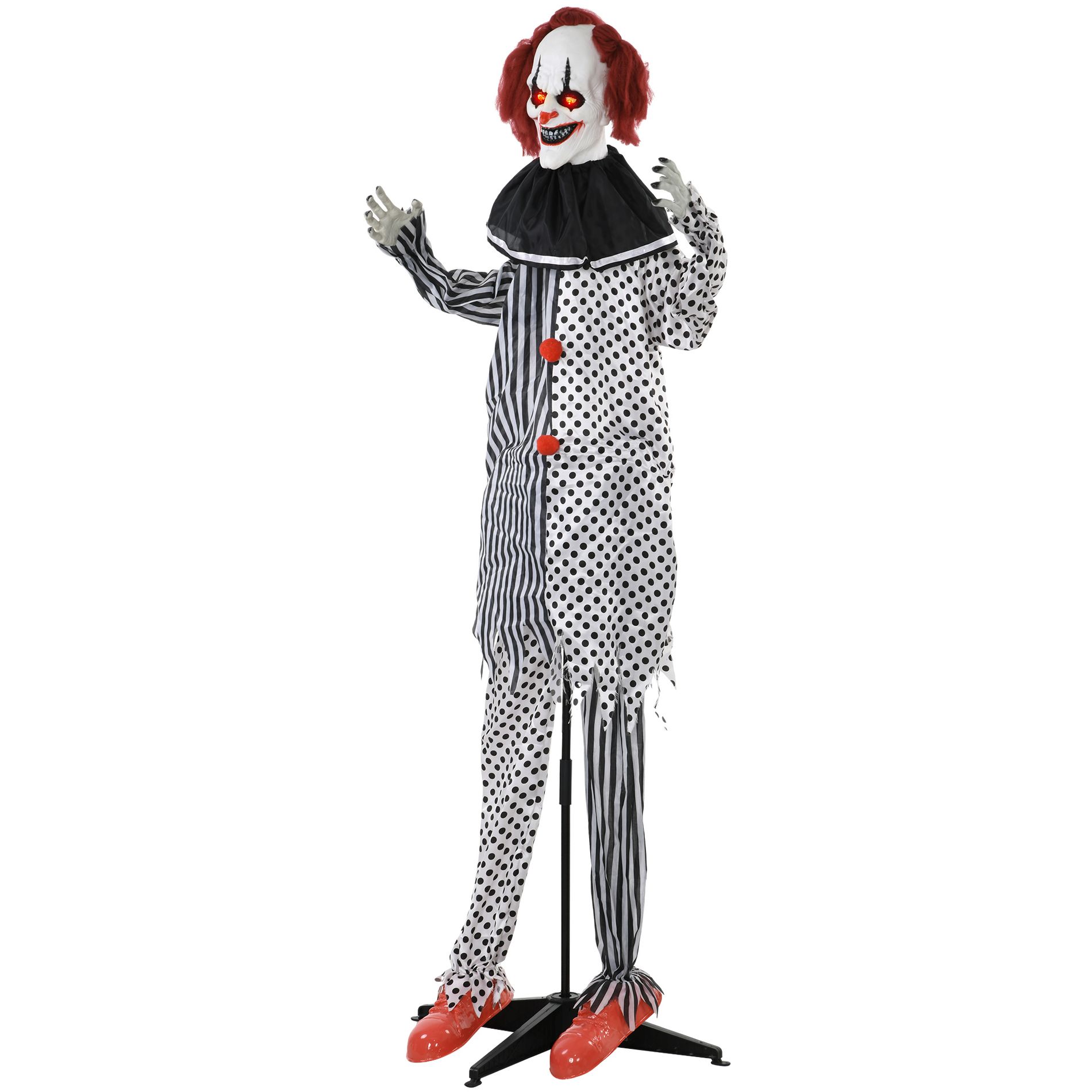YOOCOZZ Outdoor Halloween Decoration 6' Life Size Circus Clown with Light Up Eyes,Talking and Laughter