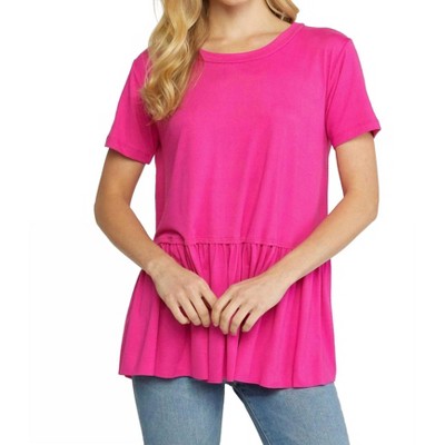 Women's Short Sleeve Peplum Top - entro