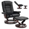 Bosmiller Recliner Chair with Ottoman, Swivel Wood Base, Accent Chair, Faux Leather Lounge Chair with Footrest for Living Room and Bedroom, Black - 2 of 4