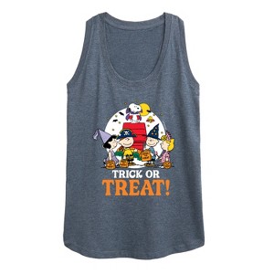 Women's - Peanuts - Trick Or Treat Moonlight Graphic Racerback Tank - 1 of 4