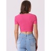 Allegra K Women's Square Neck Short Sleeve Ribbed Knit Curved Hem Basic Casual Cropped Tops - 4 of 4
