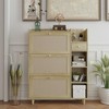 KTMBDW Shoe Storage Cabinet with 3 Rattan Flip Drawers, Freestanding Organizer with Wood Legs for Entryway, Narrow Shoe Rack Cabinet - 2 of 4