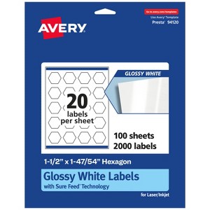 Avery Glossy White Hexagon Labels with Sure Feed, 1-1/2" x 1-47/54" - 1 of 4