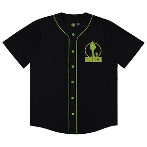 Mens The Grinch Baseball Jersey - Mens Classic Dr Suess The Grinch Mesh Button Down Baseball Jersey - Dr Suess The Grinch Fashion Shirt - 1 of 4