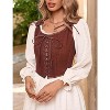 Acekool Women’s Vintage Lace-Up Corset Vest – Floral Embroidered, Sleeveless Pirate Waistcoat, Adjustable Boho Festival Top - 4 of 4