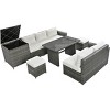 Coolbibila-6-Piece Sofa Set, Patio Sectional Furniture Set With Adjustable Seat, Storage Box, Removable Covers And Tempered Glass Top Table - 3 of 4