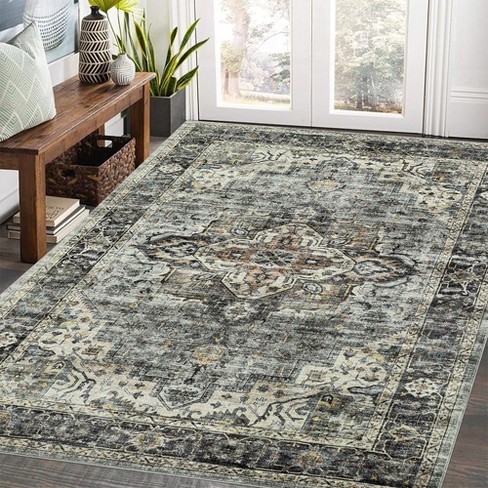 Soft Vintage Distressed Washable Large Area Rug For Living Room Bedroom ...
