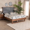 Baxton Studio King Sereno Fabric and Wood Platform Bed Gray/Walnut Brown: Elegant Upholstered Headboard, No Box Spring Needed - 2 of 4