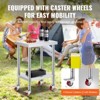 Mojgar Commercial Food Prep Worktable Stainless Steel Work Table 3-Stage Adjustable Shelf with 4 Wheels - 4 of 4