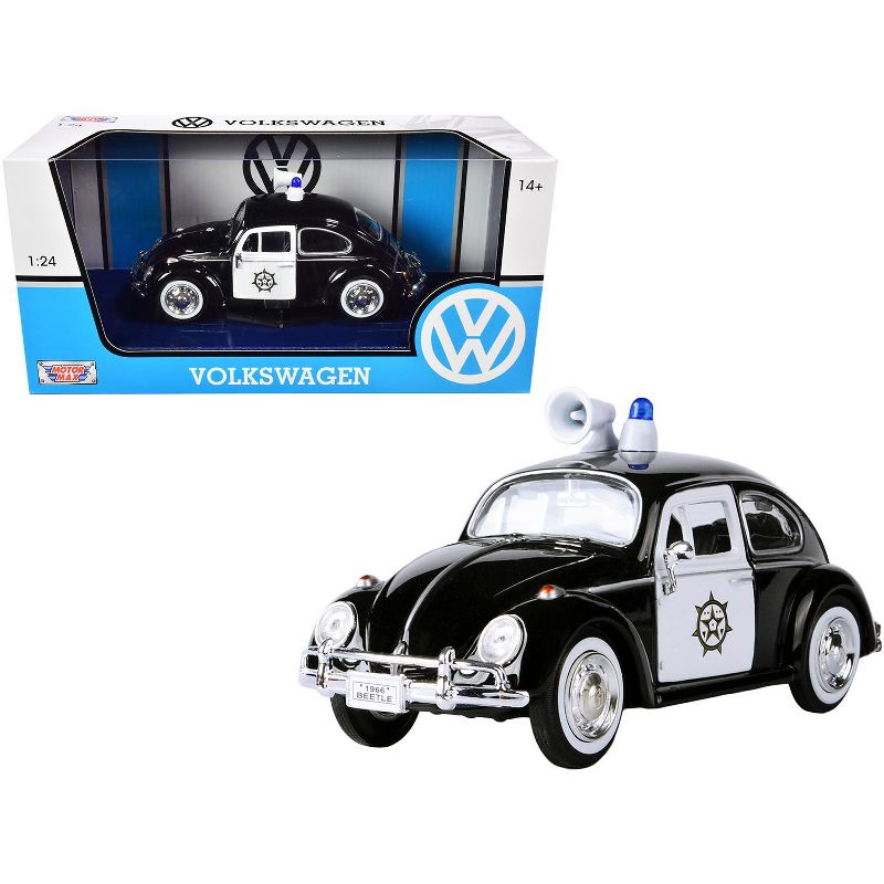 1966 Volkswagen Beetle Police Car Black and White 1/24 Diecast Model Car by Motormax, 1 of 4