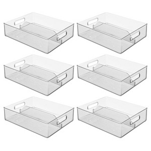 mDesign Divided Storage Bin for Fridge or Pantry, Set of 6, Clear, Made in USA - 1 of 4