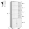 Farmhouse Bookcase with Doors 11.8in Depth Display Storage Shelves 71.4in Tall Industrial Bookshelf Wooden 6 Shelf Bookshelves - 2 of 4