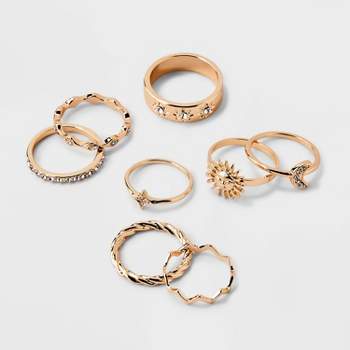Sun and Moon Multi Ring Set 8pc - Wild Fable™ Gold