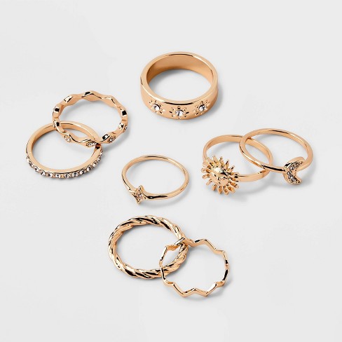 Sun And Moon Multi Ring Set 8pc - Wild Fable™ Gold : Target