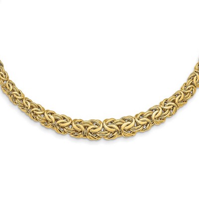 Black Bow Jewelry 10mm 14K Yellow Gold Graduated Byzantine Chain Necklace, 17.25 Inch