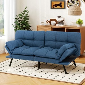 Dyonery 71 in Convertible Faux Leather Sofa Couch,Memory Foam Futon Couch Bed,Small Splitback Modern Loveseat Sleeper Sofa Bed for Living Room - 1 of 4