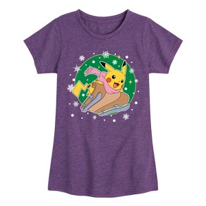 Girls' - Pokémon - Pikachu Sled Fitted Short Sleeve Graphic T-Shirt - 1 of 4