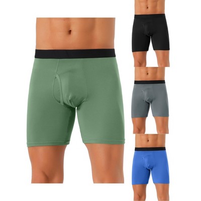 INSPIRE CHIC Men's 4 Pack Solid Color Soft Stretch Open-fly Basic Boxer Briefs