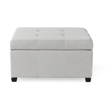 VYNXARIA Ottomans and Benches - 35"x35"x18.5" Gray Storage Ottoman with Tufted Waffle Stitching