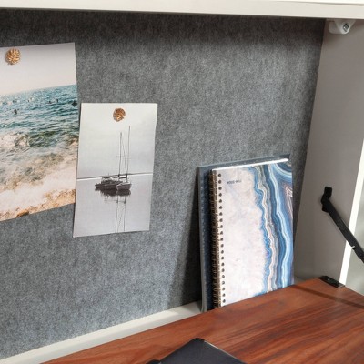 Pearl Oak and White Wall Mounted Floating Desk