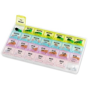 MEDca Pill Organizer: Large Organizer w/ Weekly and Daily 4-Times/Day Compartments for Morning, Noon, Evening, Night: BPA-Free - 1 of 4
