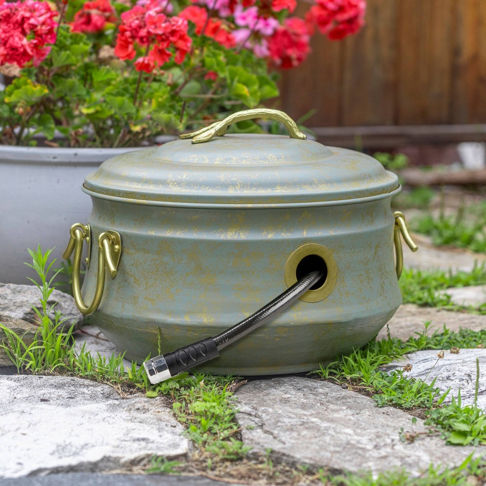 Photos - Garden Hose Steel Sedona Hose Pot with Lid - Green - Good Directions