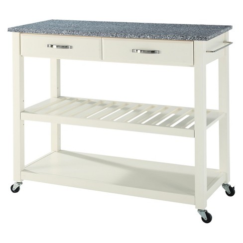 Solid Granite Top Kitchen Cart/island With Optional Stool Storage ...