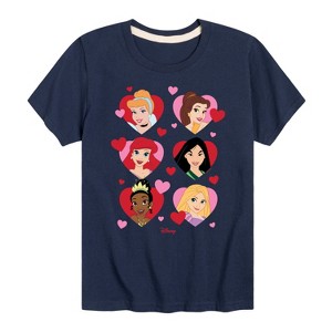 Girls' - Disney Princess - Princess Heart Grid Short Sleeve Graphic T-Shirt - 1 of 4