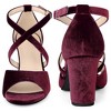 Perphy Women's Criss Cross Strap Faux Velvet Open Toe Block Heel Sandals - 2 of 4