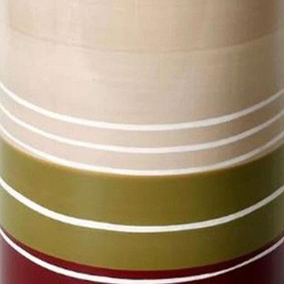 Madison Stripe Red and Beige Ceramic Bathroom Trash Can