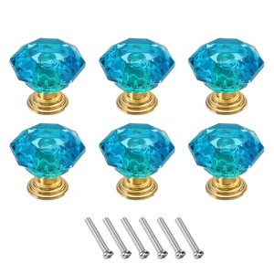 Unique Bargains Crystal Cabinet Knobs with Screw for Cupboard Wardrobe 6 Pcs - 1 of 4