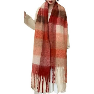 MSDC Winter Women Warm Scarf Long Shawl Large Scarves Cold Weather Thick Blanket Scarfs Colorful Plaid - 1 of 4