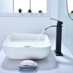 ChicFurnit Bathroom Sink Faucet Single Handle Waterfall Spout for Bathroom Vanity, Black, 13.58"*8.07"*2.75" - 1 of 4