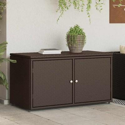 Garden Storage Cabinet Grey PE Rattan, Powder-Coated Steel  vidaXL